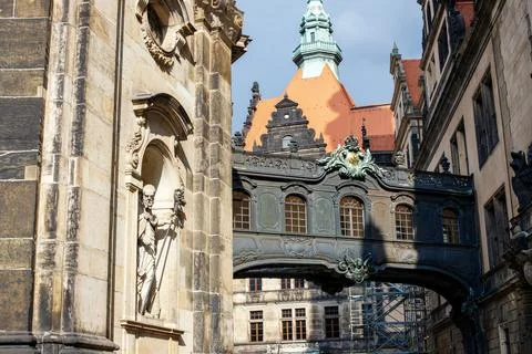 Dresden architecture. close-up plan of Dresden buildings in the old town Stock-Fotos
