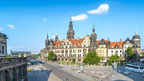 Dresden castle street hyperlapse 스톡 동영상 123985188