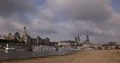 Dresden City Skyline with Cars Traffic in Bruhl Terrace Tourist Attraction Day 4k or 4k+ Resolution