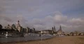 Dresden City Skyline with Cars Traffic Bruhl Terrace Iconic Tourist Attraction 4k or 4k+ Resolution