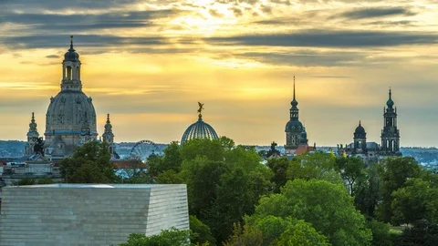 Dresden cityscape time lapse old town Video stock 123987832