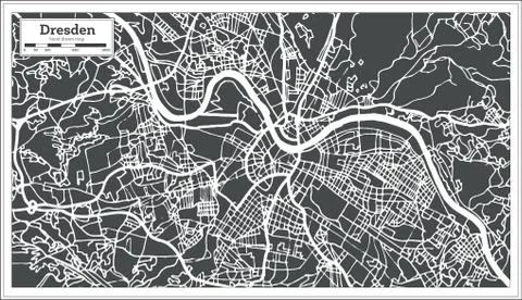 Dresden Germany City Map in Retro Style. Outline Map. Stock Illustration