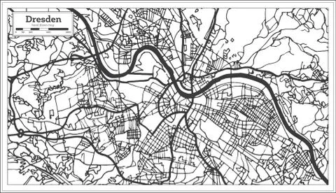 Dresden Germany City Map in Retro Style. Outline Map. Stock Illustration