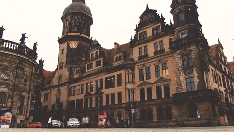 Dresden, Germany - December, 2017: Dresden Castle Residence. Tourist place Stock Footage 83476431
