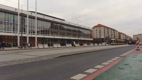 Dresden, Germany - December, 2017: typical urban landscape of small European Stock Footage 83380353