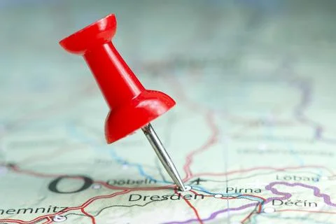 Dresden, Germany pin on map Stock Photos