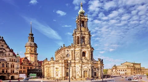 DRESDEN, GERMANY-SEPTEMBER 08, 2015 :Catholic Court Church(Katholische Hofkir Stock Footage 56700340