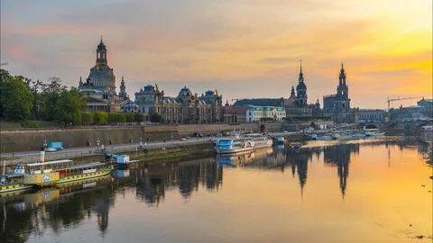 Dresden germany skyline at sunset Видео 123984261