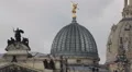 Dresden Glass Dome Main Building Pheme Fama Top Golden Statue Art Academy Detail HD Footage