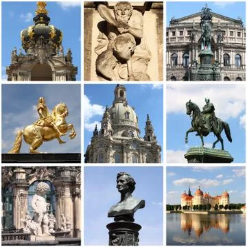 Dresden landmarks collage Stock Photos
