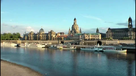Dresden Skyline, East Germany Stock Footage 5825536
