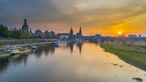 Dresden skyline sunset Video stock 123983927