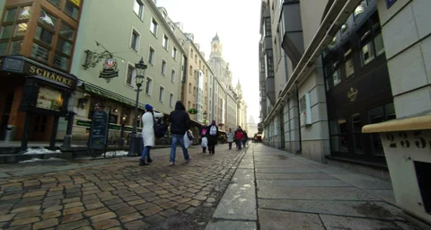 Dresden streets at winter Stock Footage 35544240