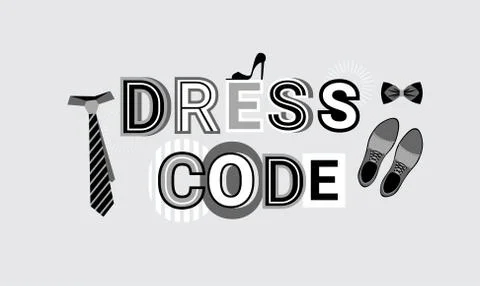 Dress Code Formal Sign Web Banner Abstract Template Background Illustrazione stock