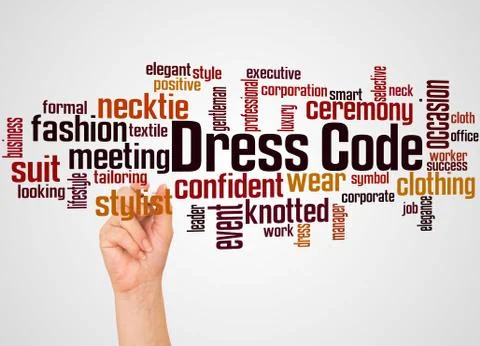 Dress code word cloud and hand with marker concept Illustrazione stock