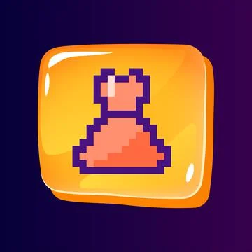 Dress glossy ui button with pixelated color icon Stock Illustration