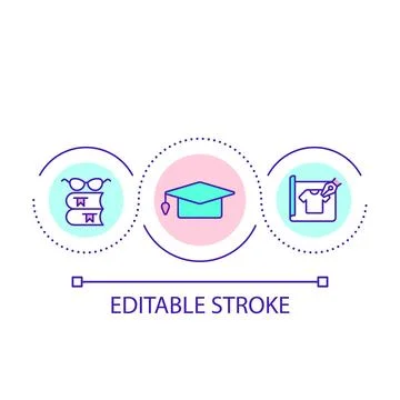 Dress making courses loop concept icon Stockillustratie