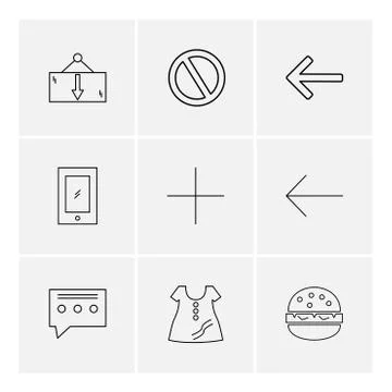 Dress , message , not allowed ,  burger , user interface icons , arrows , nav 스톡 일러스트