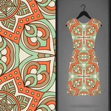 Dress with seamless pattern Stock Illustration