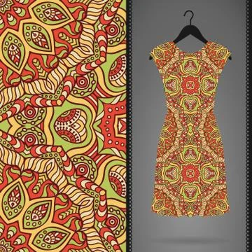 Dress with seamless pattern Stock Illustration