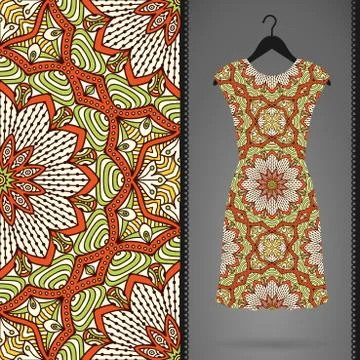 Dress with seamless pattern Stock Illustration