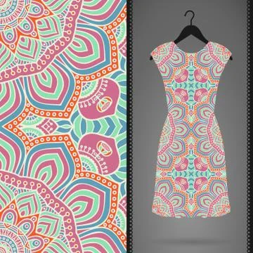 Dress with seamless pattern Stock Illustration