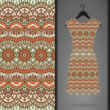 Dress with seamless pattern Stock Illustration