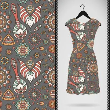 Dress with seamless pattern Stock Illustration