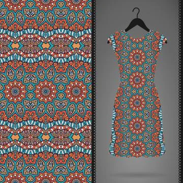 Dress with seamless pattern Stock Illustration