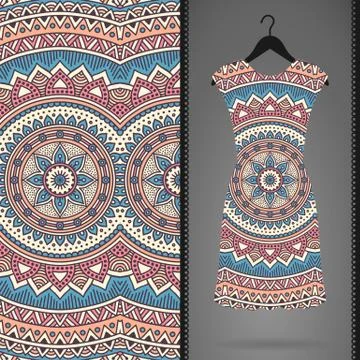 Dress with seamless pattern Stock Illustration