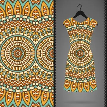 Dress with seamless pattern Stock Illustration
