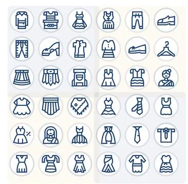 Dress Vector Graphics Pack including 36 Bold Line Retina Ready Editable Icons Stockillustratie