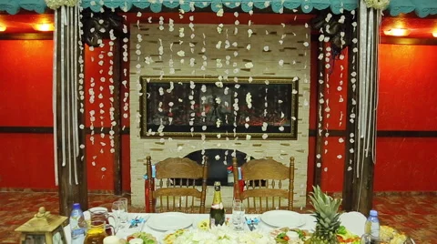 Dressed and served wedding table Stock Footage 46995791