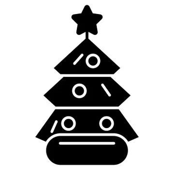 Dressed Christmass tree linear icon. 스톡 일러스트