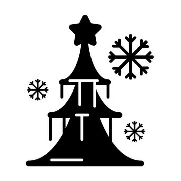 Dressed Christmass tree linear icon. 库存插图
