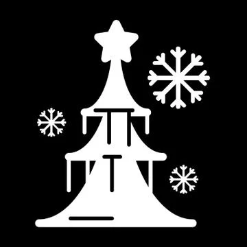 Dressed Christmass tree linear icon. Stockillustratie