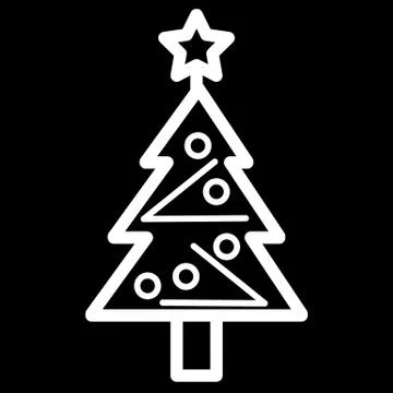 Dressed Christmass tree linear icon. Stock Illustration
