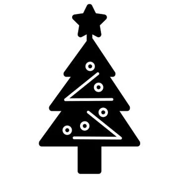 Dressed Christmass tree linear icon. 스톡 일러스트