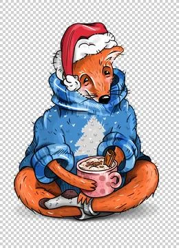 Dressed fox with cup of coffee Stock-Illustration