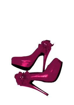 Dressed shoes on the platform with a bow on a high thin heel. Shoes. fuchsia Stock Illustration