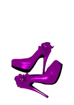 Dressed shoes on the platform with a bow on a high thin heel. Shoes. Purple Stock Illustration