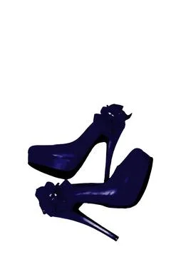 Dressed shoes on the platform with a bow on a high thin heel. Shoes. Blue Illustrazione stock