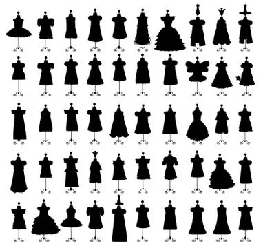 Dresses 2. silhouettes. set. vector Stock Illustration