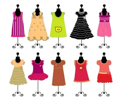 Dresses for girls vector Stock Illustration