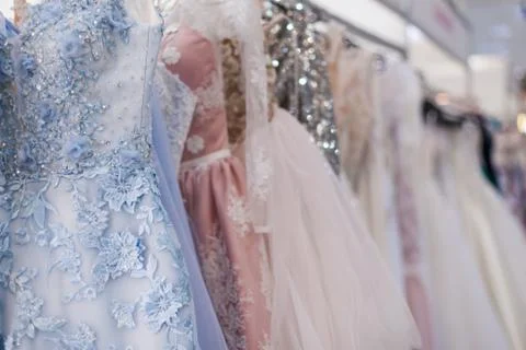 Dresses on the rack. Stock Photos