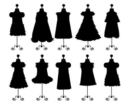 Dresses. silhouettes. set. vector Stock Illustration