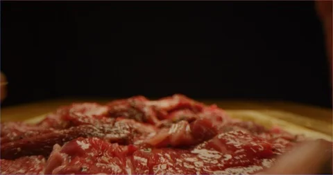 Dressing beef with spices and oil macro shot Stock-Footage 126291892