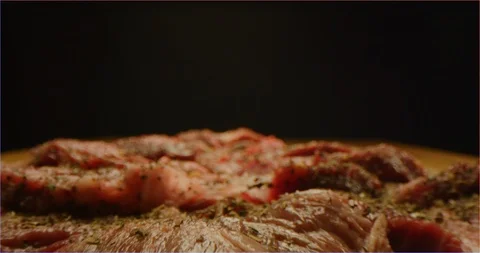 Dressing beef with spices and oil macro shot Stock-Footage 126292042