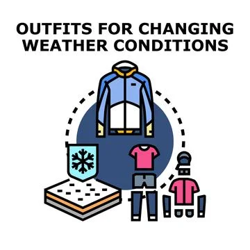Dressing for changing weather and adapting clothing layers Stock Illustration
