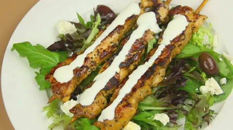 Dressing Chicken Kebabs With Mayo 스톡 동영상 39448178